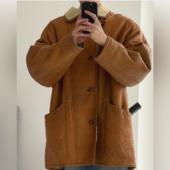 Shearling and Leather Coat - Picture 2 of 2